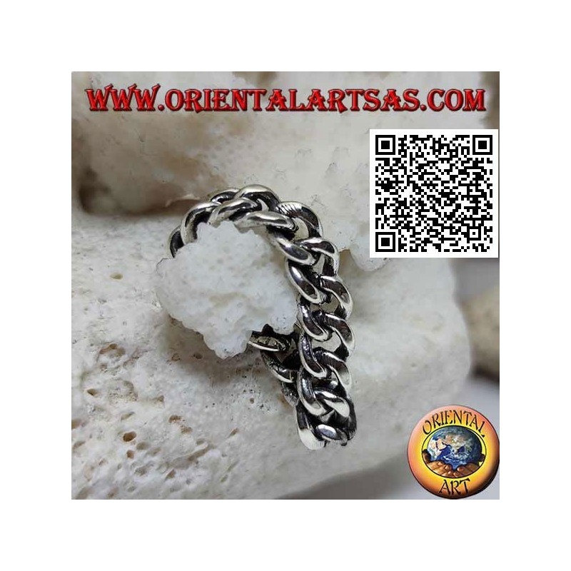 Classic soft chain smooth band silver ring