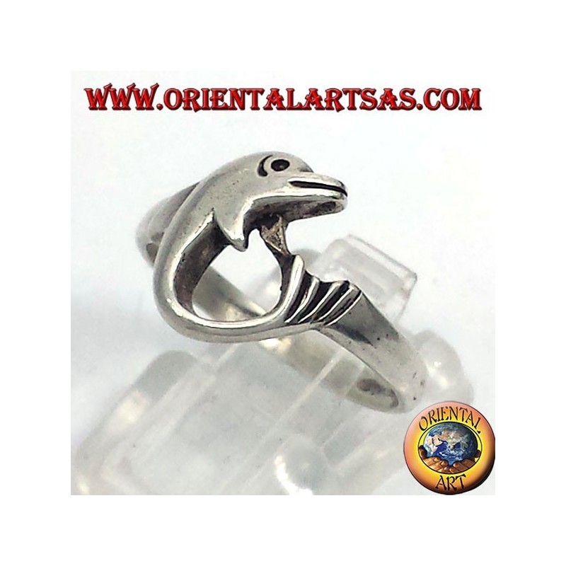 Dolphin ring rolled, silver