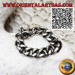 Bague en argent classique avec chaîne douce et bande lisse