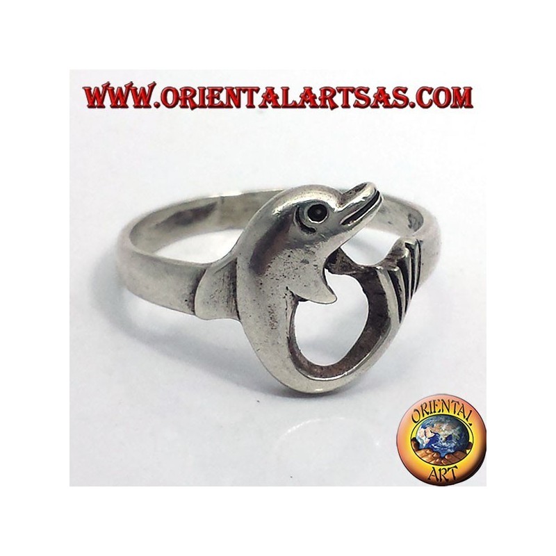 Dolphin ring rolled, silver