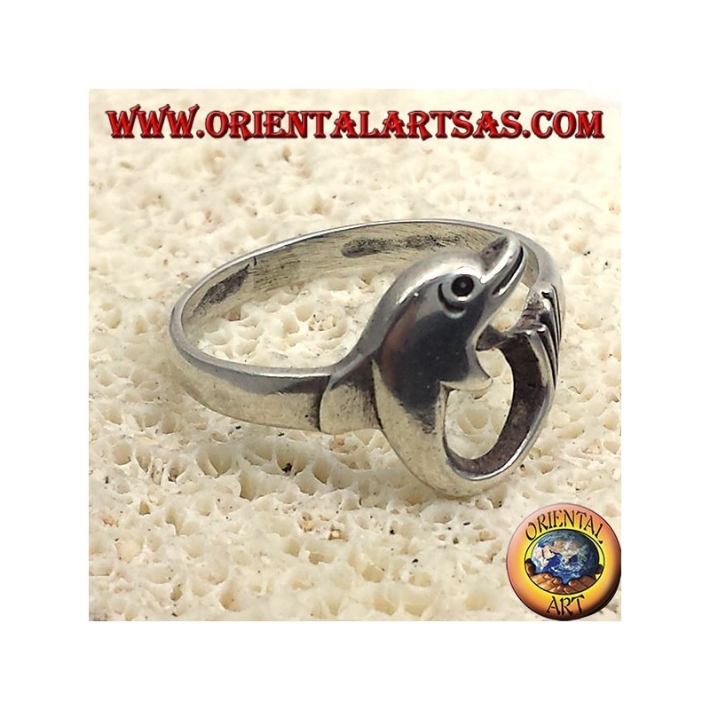 delfines anillo enrollado, plata