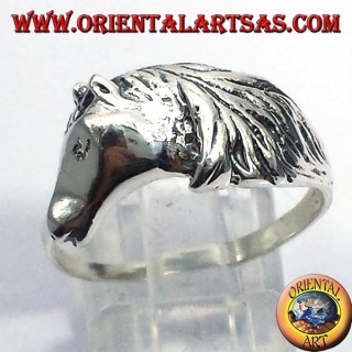 bague tête de cheval à la crinière, l'argent