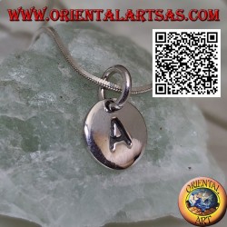 Colgante de plata, medalla redonda con inicial mayúscula grabada