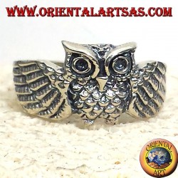 owl ring, silver