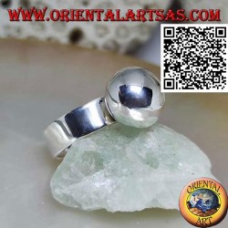 Smooth band silver ring with large smooth sphere