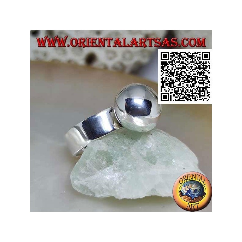 Glatter silberner Ring mit großer glatter Kugel