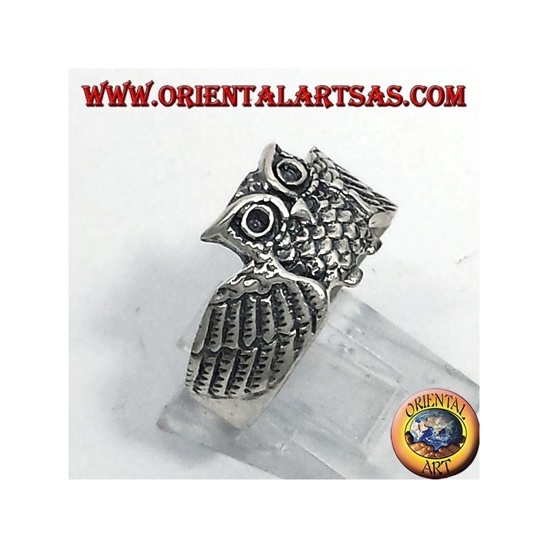 owl ring, silver