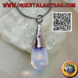 Colgante gota de plata con ópalo de mar y adornos en relieve