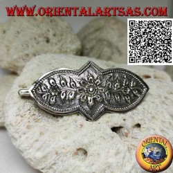 Fermacapelli in argento cesellato a decorazione floreale con pettinino e chiusura a scatto (1 punta)