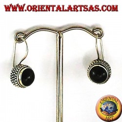 Ohrringe mit Onyx runden jawi, 925 Silber