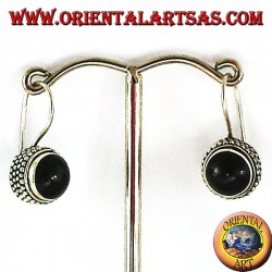 Ohrringe mit Onyx runden jawi, 925 Silber