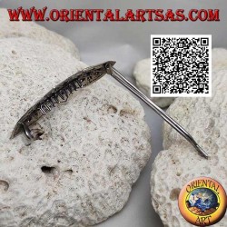 Pince à cheveux argentée ciselée à trois marguerites avec peigne et fermeture à pression (1 pointe)