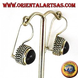 Ohrringe mit Onyx runden jawi, 925 Silber