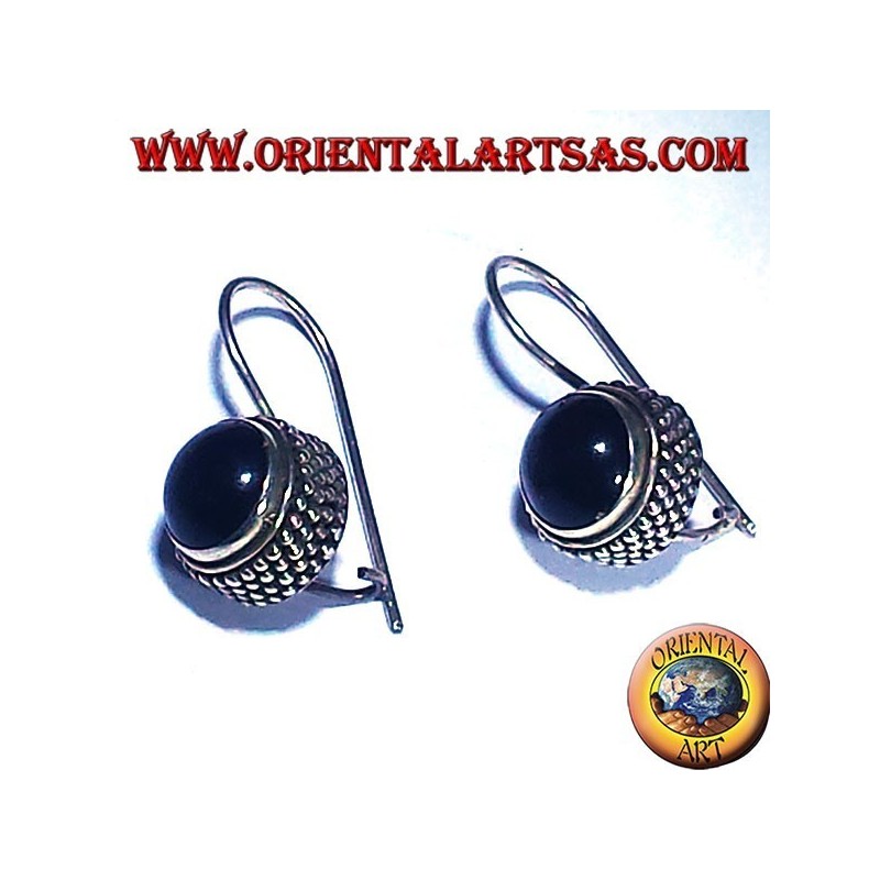 pendientes con jawi ronda de ónix, plata 925
