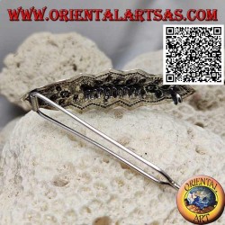 Flower decoration chiseled silver hair clip with comb and snap closure (3 points)