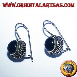 earrings with onyx round jawi, 925 silver