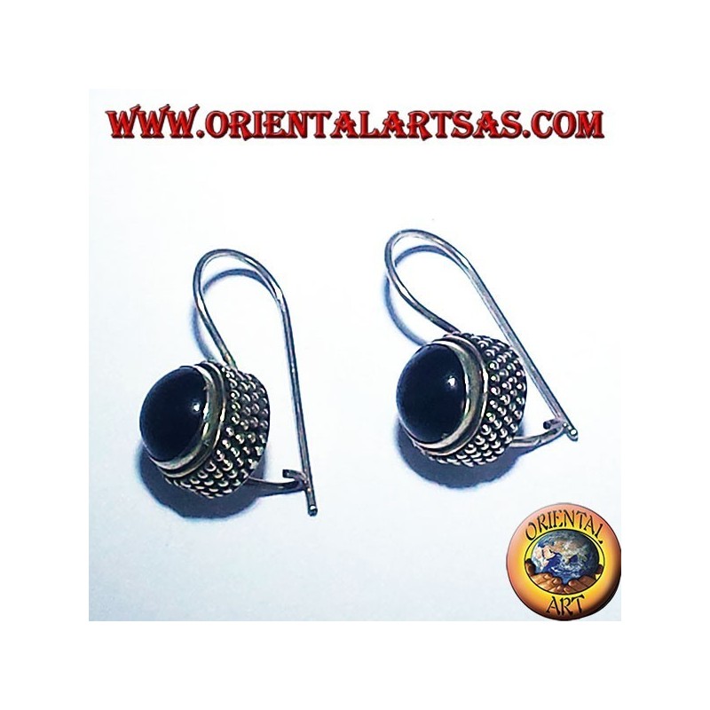 Ohrringe mit Onyx runden jawi, 925 Silber