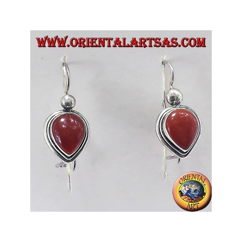 Ohrring mit Karneol Tropfen, Silber