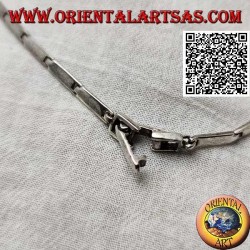 Necklace in 925 Collana silver semi-rigid choker with double row of natural and marcasite round rubies