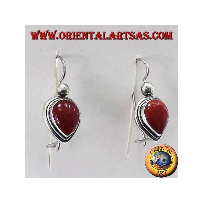 earring with carnelian drop, silver
