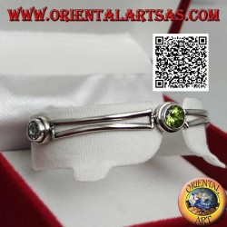 Glattes halbstarres Silberarmband mit Peridot zwischen zwei runden Aquamarinen