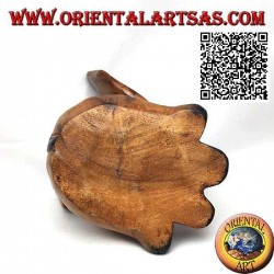 Escultura de elefante bebé con trompa hacia arriba pintada a mano en madera de teca (16 cm)