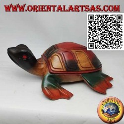 Caretta Meeresschildkröte in handbemaltem Teakholz (20 cm)