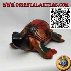 Loggerhead Sea Turtle in hand-painted teak wood (20 cm)