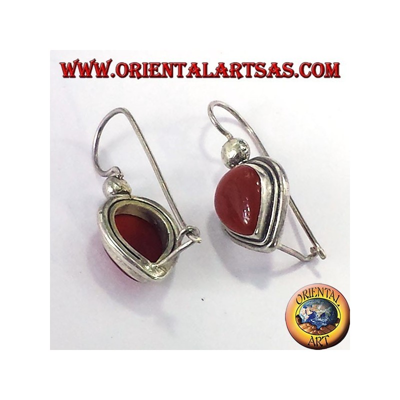 earring with carnelian drop, silver