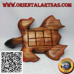 Tortue de mer Caretta en bois de teck peint à la main (20 cm)