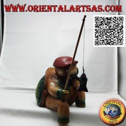 Monkfish with pipe and hand painted teak wood fishing rod