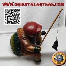 Monkfish with pipe and hand painted teak wood fishing rod