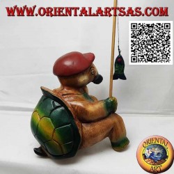 Monkfish with pipe and hand painted teak wood fishing rod