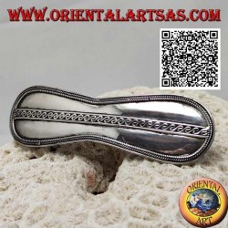 Glatte unendliche silberne Haarspange mit Seitenbindung und zentraler S-Linie (Metallklammer)