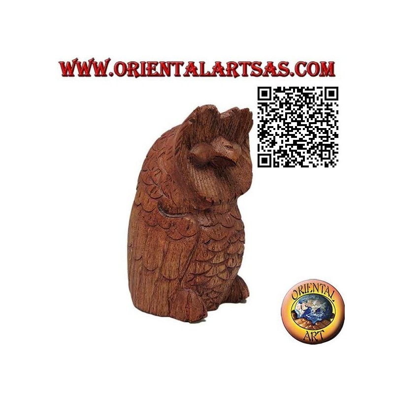 Skulptur der weise sitzenden Eule aus 13 cm Suarholz