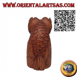 Sculpture of the wise seated owl in 13 cm suar wood