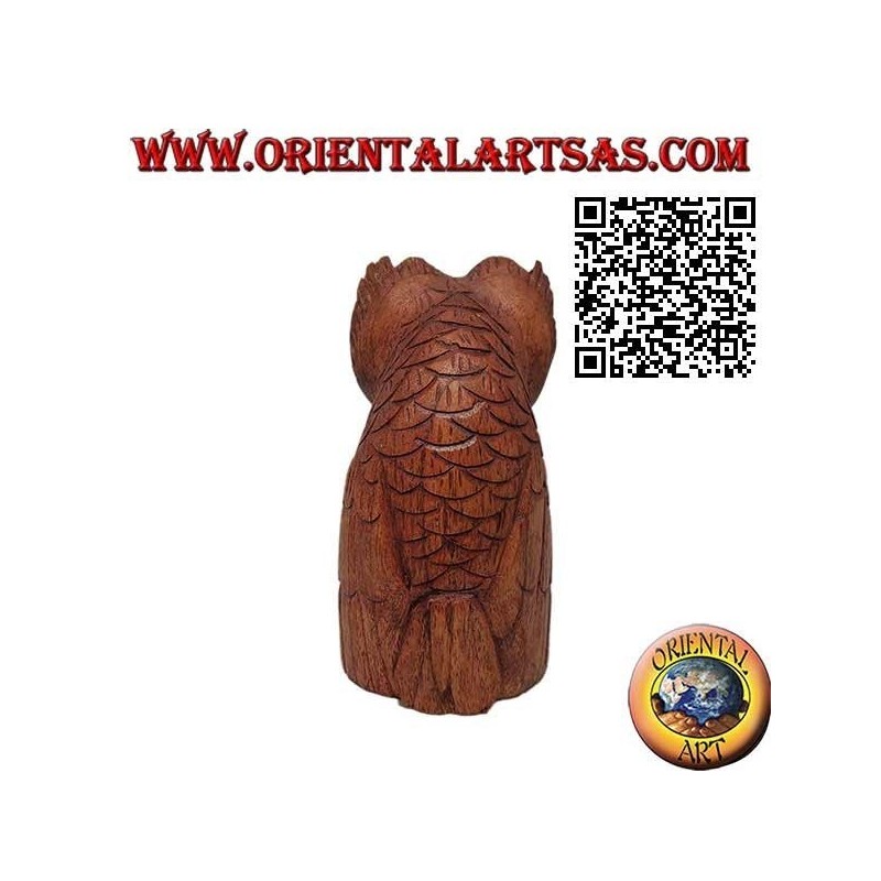 Sculpture of the wise seated owl in 13 cm suar wood