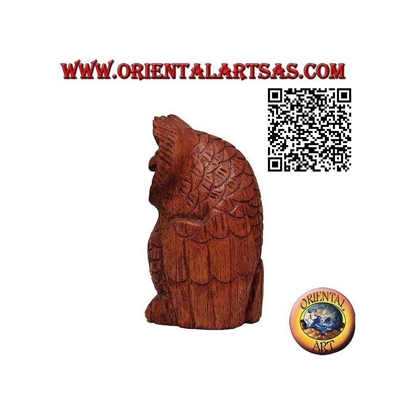 Skulptur der weise sitzenden Eule aus 13 cm Suarholz