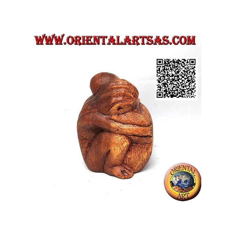 10 cm Skulptur eines Paares in einer tröstlichen Umarmung aus Suarholz