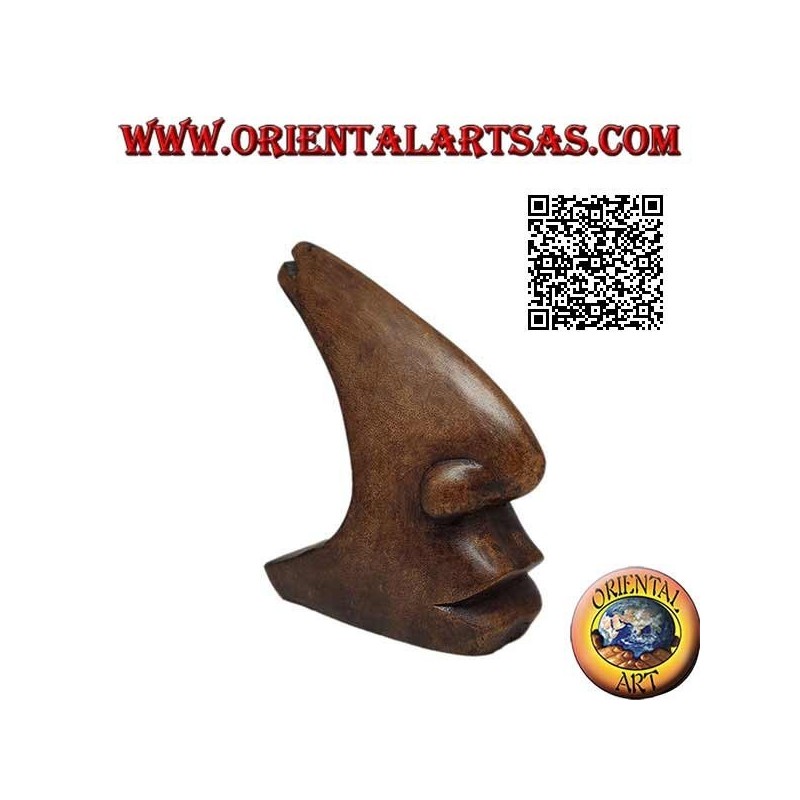 Scultura del profilo maxillo facciale in stile futuristico, in legno di suar da 15 cm