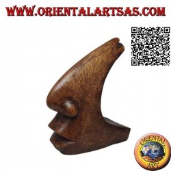 Escultura de perfil maxilofacial de estilo futurista, en madera de suar de 15 cm.