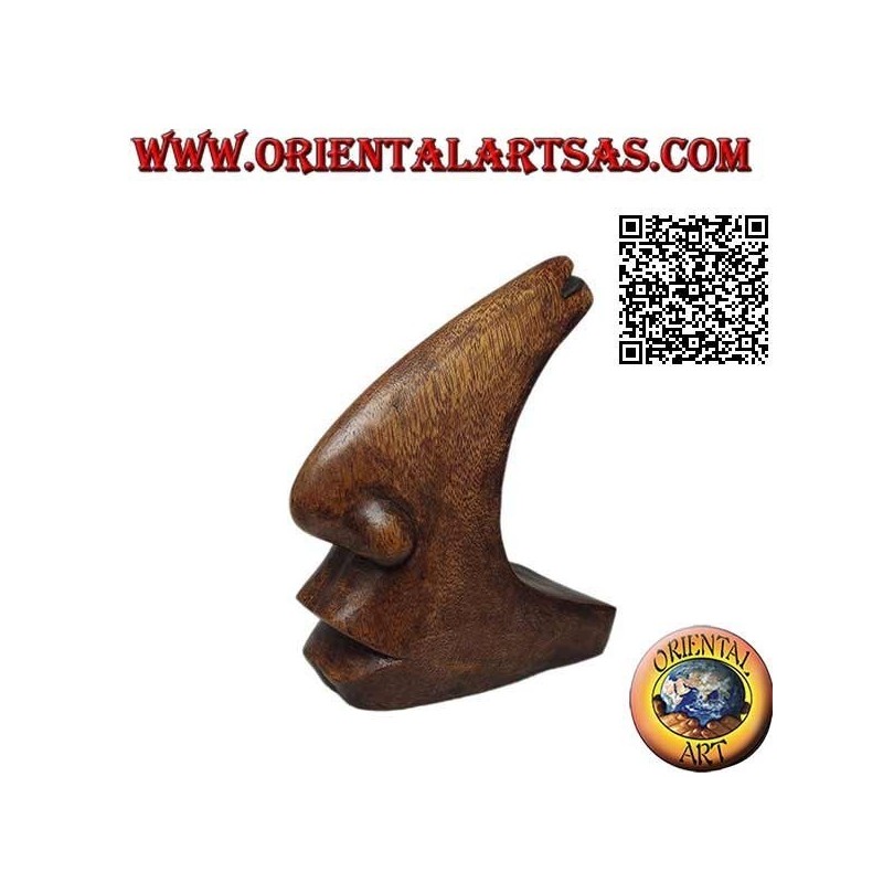 Escultura de perfil maxilofacial de estilo futurista, en madera de suar de 15 cm.