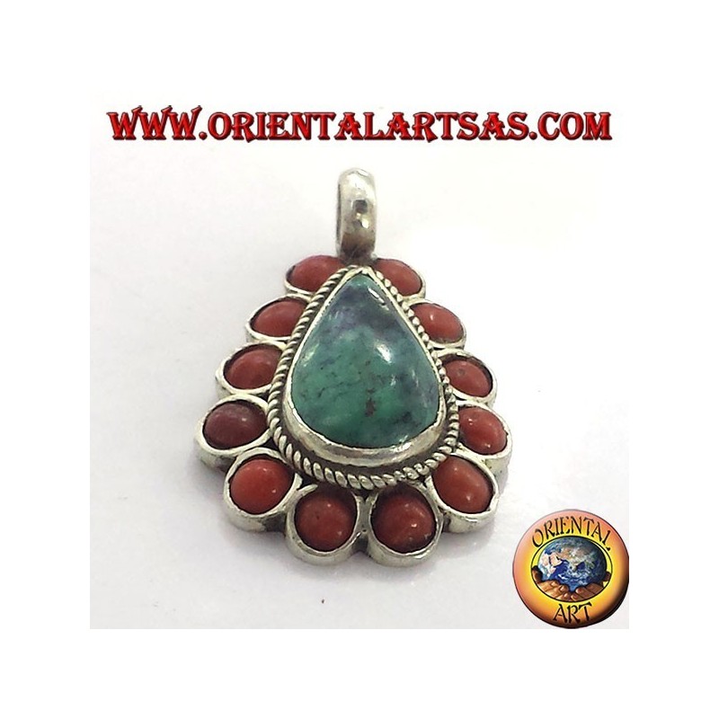 pendente in argento con turchese tibetano