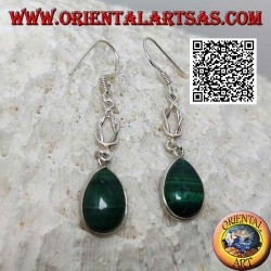 Pendientes colgantes de plata con gota malaquita