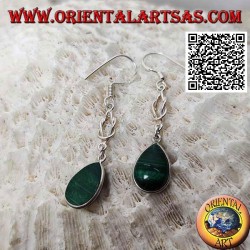 Pendientes colgantes de plata con gota malaquita