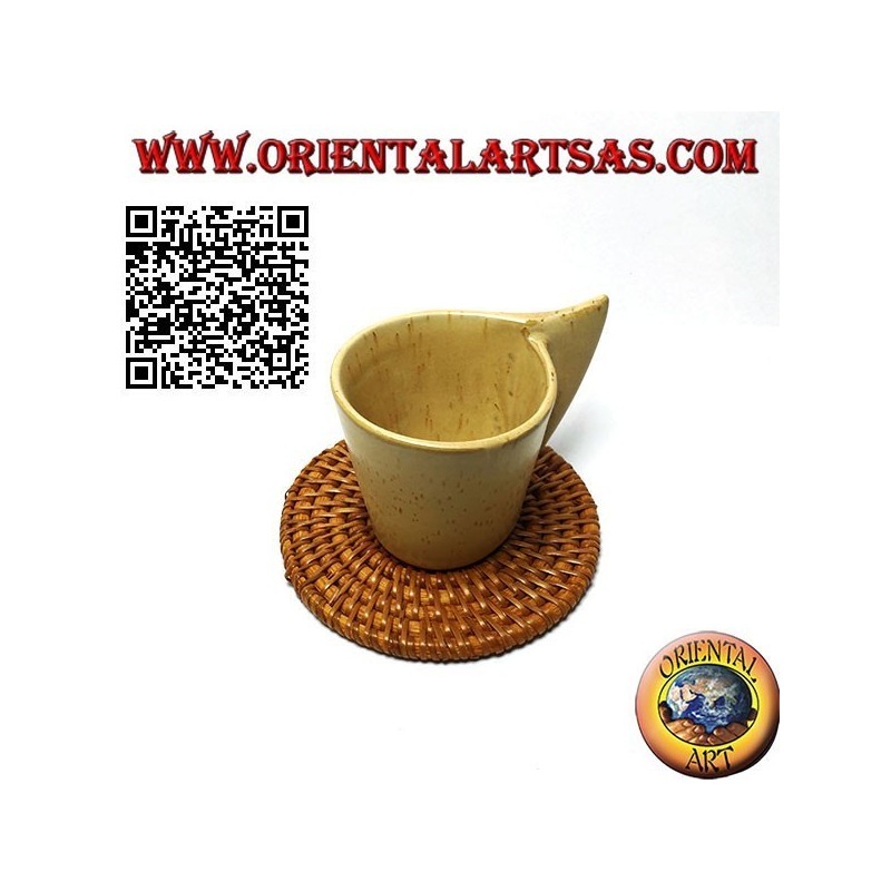 Round coaster in rolled rattan 10 cm