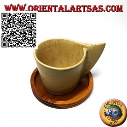 Dessous de verre rond en bois de teck avec rebord surélevé de 9 cm