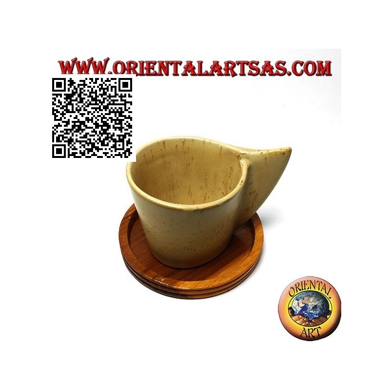 Posavasos redondo en madera de teca con borde elevado de 9 cm