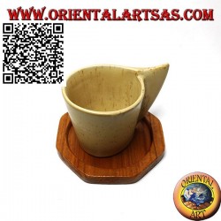 Octagonal coaster in teak wood with 9 cm raised edge