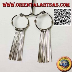 25 mm silberne Creolen mit geraden Gewindesegmenten